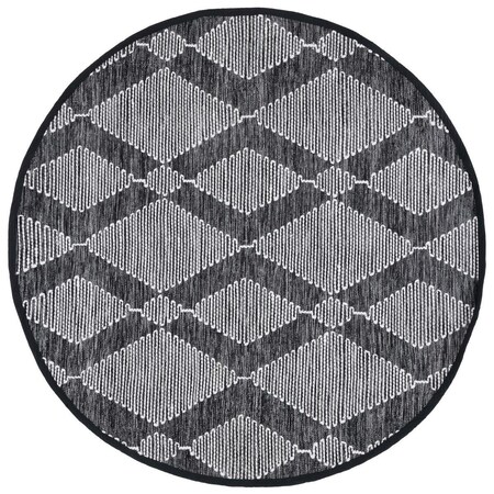 Safavieh 6 x 6 ft. Kilim Hand Woven Round Area Rug; Black & Ivory KLM325Z-6R